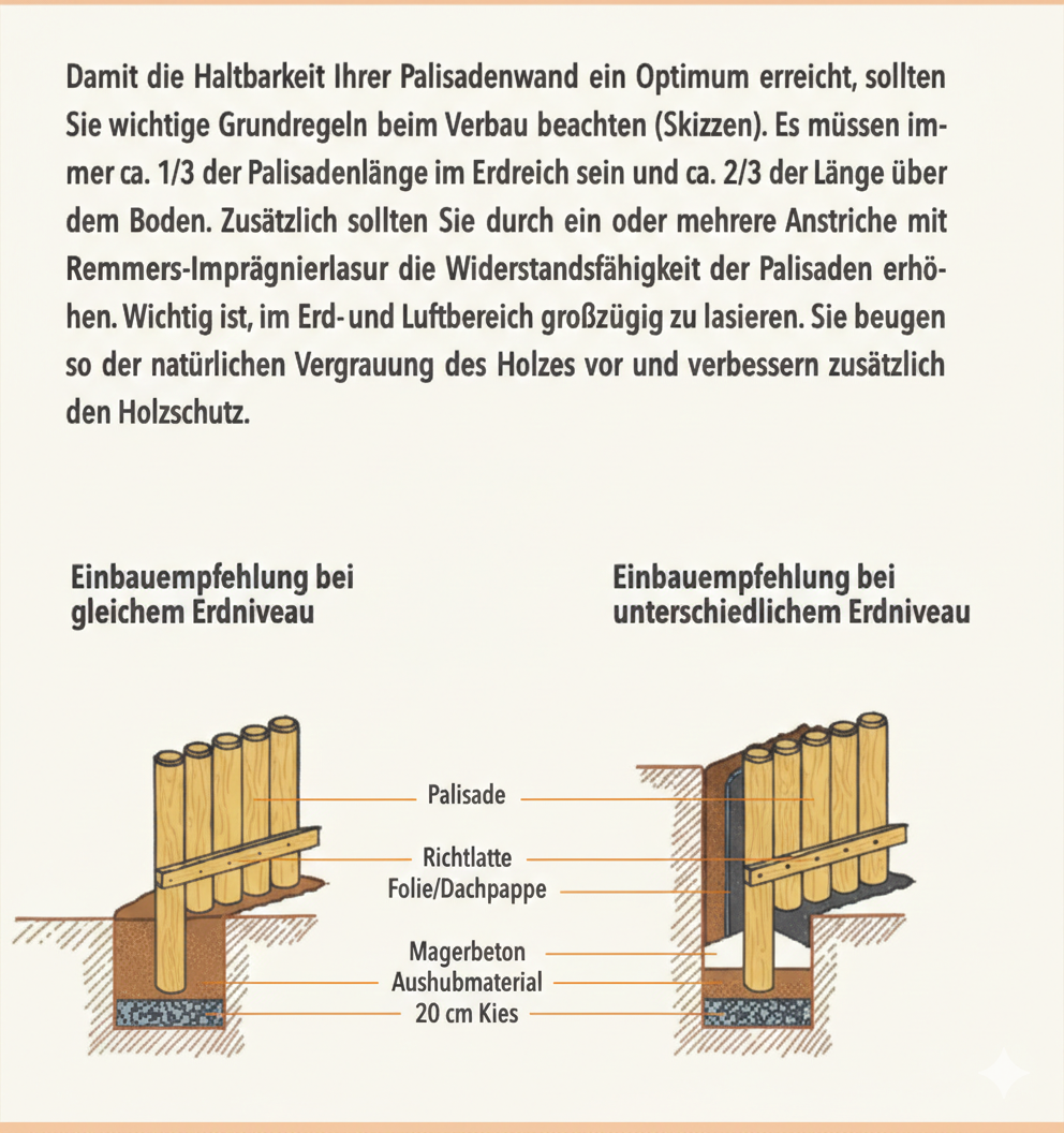 Palisaden und Rundhölzer stumpf KDI