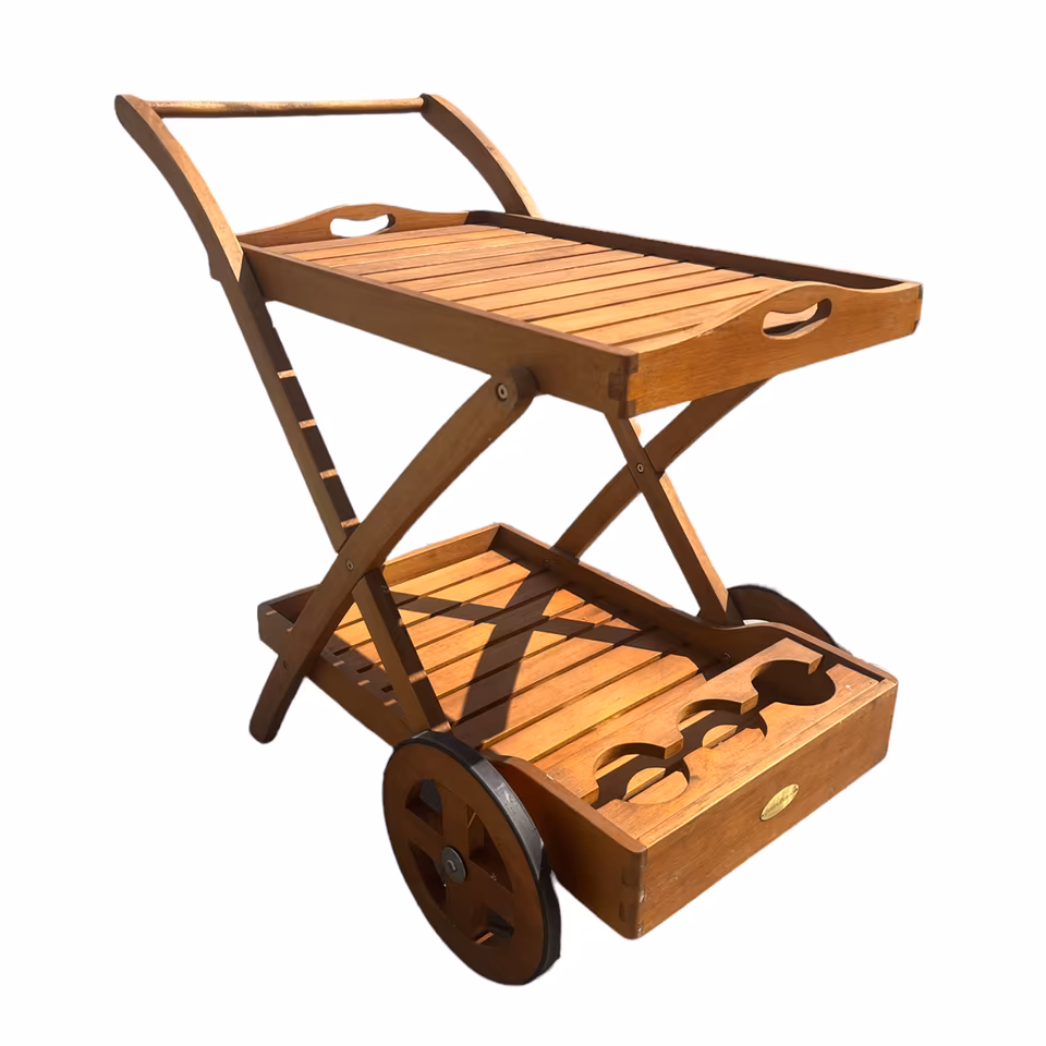 Servierwagen Eukalyptus Abnehmbares Tablett & Flaschenhalter 82 x 60 x 90 cm